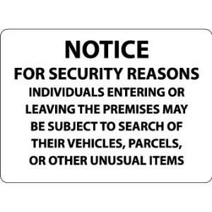  SIGNS NOTICE FOR SECURITY REASONS 