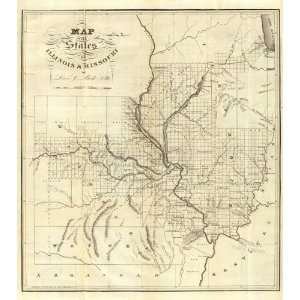   Map of the States of Illinois & Missouri, 1823 Arts, Crafts & Sewing