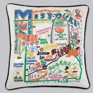  Cat Studio Embroidered State Pillow   Missouri: Patio 