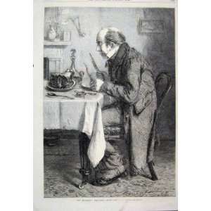  1865 Man Eating Christmas Dinner Bachelor Old Print: Home 