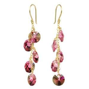   Swarovski Elements Rose Colored Faceted Multi Lentil Earrings: Jewelry