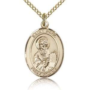  Gold Filled 3/4in St Paul the Apostle Medal & 18in Chain 