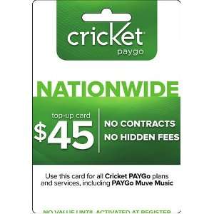  Cricket PAYGo $45 Top Up Phone Card: Cell Phones 