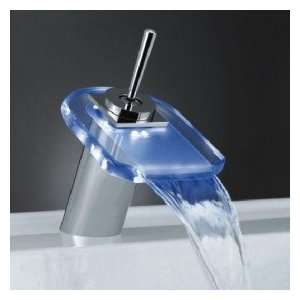  Color Changing LED Waterfall Bathroom Sink Faucet with 