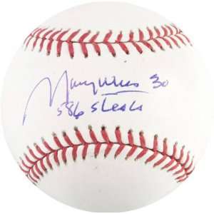 Maury Wills Autographed Baseball  Details: 586 Steals Inscription