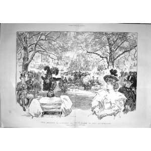 1897 London Season Hyde Park Ladies Men Umbrellas Print 