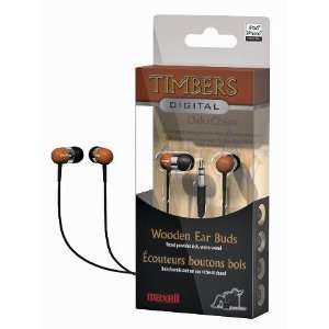  Maxell Timbers Natural Wood Ear Buds Oak Soft ear tips 9 