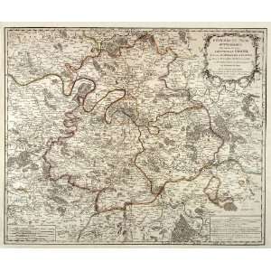 Reproduction of a 1716 Antique Map of the Environs de Paris by Robert 