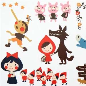    cute fairy tale wall sticker Little Red Riding Hood: Toys & Games
