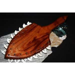  Hawaiian Koa Alii War Club 18   16 Large Shark Teeth 