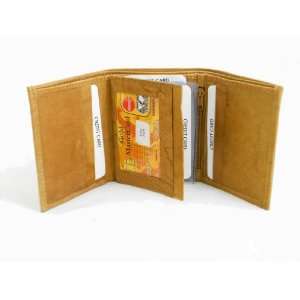   Tan Leather Wallet Tri fold Multi window Pass Case: Office Products