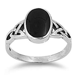    Sterling Silver Ring W/ Black Onyx Stone   Semi Round: Jewelry