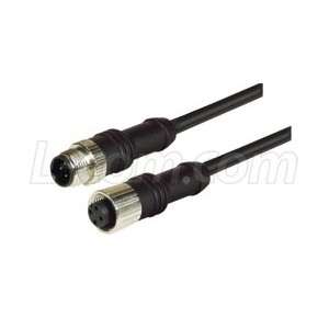  M12 4 Position D Coded Male/Female Cable Assembly, 3.0m 