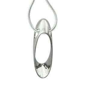  Sterling Silver Elongated Oval Necklace Pendant: Pugster 