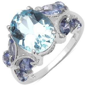  3.70 ct. t.w. Blue Topaz and Tanzanite Ring in Sterling 