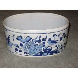  Vintage Delft Blue Holland Floral Scene Porcelain Planter 