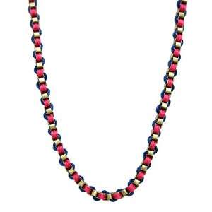  Hot Pink Denim Blue Ribbon Layering Necklace: Jewelry