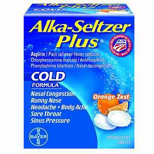 Alka Seltzer Plus Cold Medicine, Orange Zest Effervescent Tablets 20 