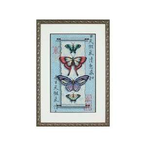  Butterfly Scroll Counted Cross Stitch Kit: 8x14 Blue 