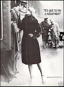 1979 Maximilian Fur Coat Train Pretty Woman Soldier Ad  