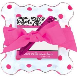   Gifts Notepad Set Hot Pink White Dots Tray Chic 37510: Home & Kitchen