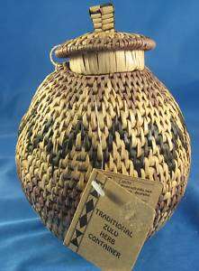 Traditional Zulu Herb Container Handwoven South Africa  