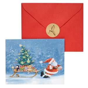   Glitter Santa Christmas Boxed Cards, Set of 10 by Anna Griffin Inc