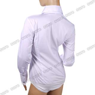 BUSINESS / Casual cotton LONG SLEEVE SEXY Insert Body Suit Slim Fitted 