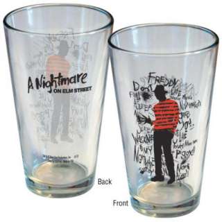 Nightmare on Elm Street Movie Freddy Scribbles Two Sided Clear Pint 