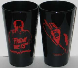 Friday the 13th Movie Jason Silhouette Two Sided Black Pint Glass, NEW 