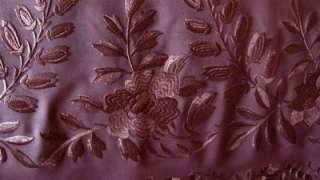 antique silk embroidered brown piano shawl/scarf/manton 19th century 