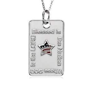  Blessed Nation Star Dogtag Necklace In Sterling Silver 