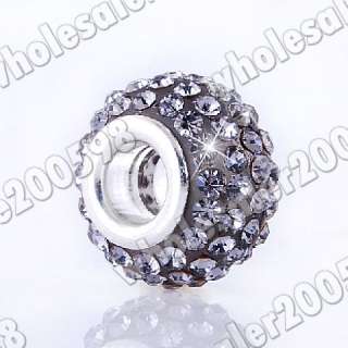 WHOLESALE 12PCS 12Colors Rhinestone&Resin Spacer Charms Beads 5MM Hole