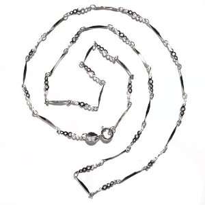  Twisted Bar Figaro Chain Silver Necklace Jewelry