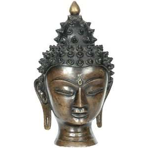  Buddha Head with Crawling Snails for Hair   Brass 