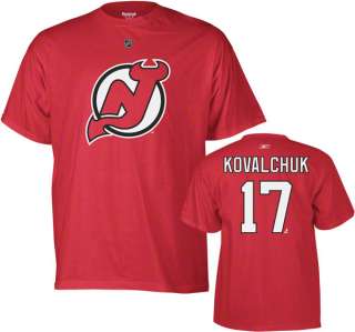 Ilya Kovalchuk Red Reebok Name and Number New Jersey Devils T Shirt 