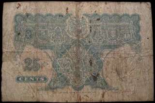 Malaya 1940 Twenty Five Cents   Scarce Note British Administration 