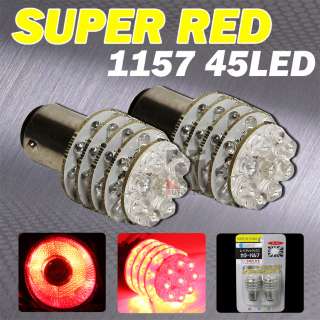 2X 1157 RED 45 LED TURN SIGNAL BRAKE CORNER LIGHTS BULBS/BULB  