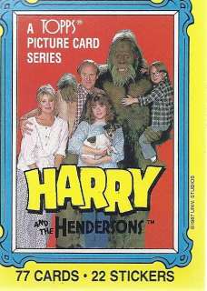 1987 HARRY AND THE HENDERSONS CARD SET MISSING STICKERS  