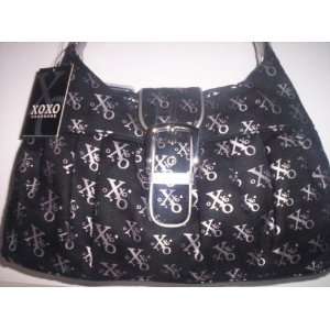 Xoxo Black & Silver Hobo Handbag 