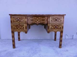 THE MOST AMAZING MID CENTURY FOLK ART MARQUETRY VANITY TABLE LIKE 