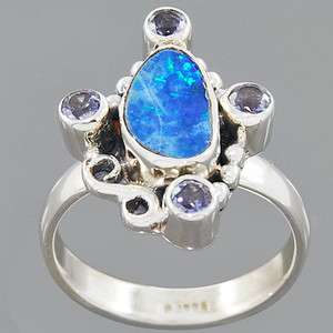   Australian Blue Opal Gemstone 925 Sterling Silver Ring Size 9 Lot#12R