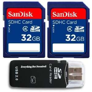 SanDisk 64 GB (32GB x2 = 64GB) SDHC SD HC Class 4 Flash Memory Card 