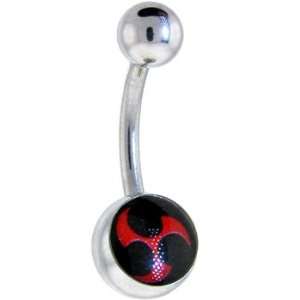    Black and Red Hazard Symbol Logo Belly Button Ring: Jewelry