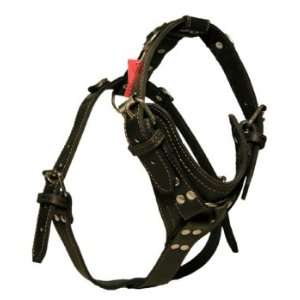  1 3/4 Black Ring Leather Harness   X Large (Fits neck 