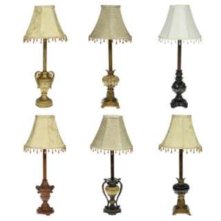Set of 2 Urn Buffet Lamps Home Décor Resin Accent Lights w Fabric 
