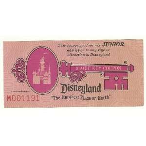  Disneyland Magic Key Coupon Used ticket Rare Pre 1970 
