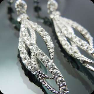 Vintage Silver tone Swarovski Crystal Earrings Wave