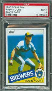 1985 TOPPS MINI # 340 ROBIN YOUNT WHITE PROOF PSA 9 ( 1 OF 10 MADE ) .