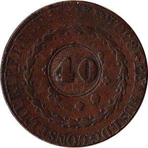 ND (1835) Brazil 40 Reis Countermark on 1830 80 Reis Large Coin KM#444 